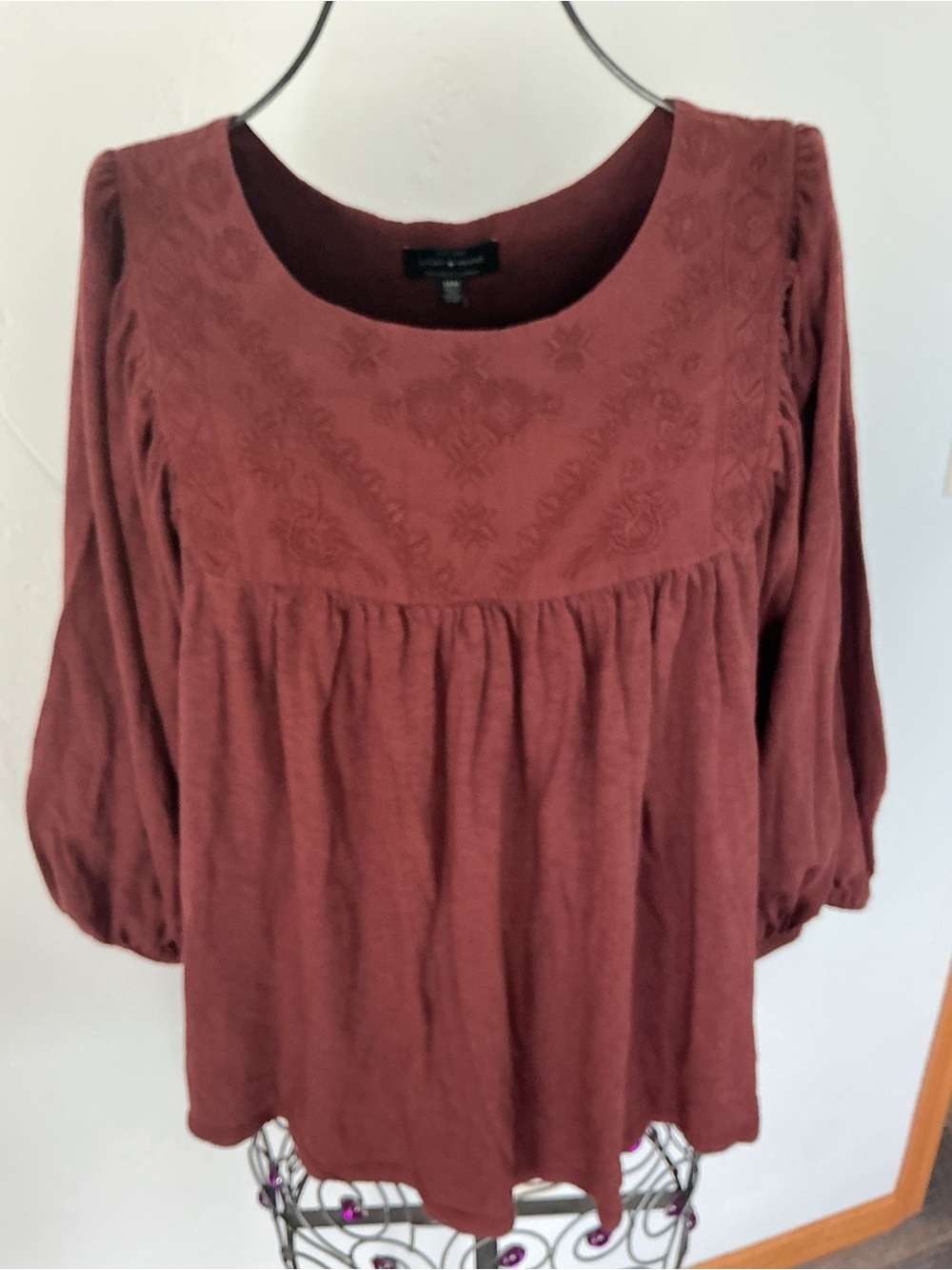 Lucky Brand Long-Sleeve Soft Knit Peasant Top